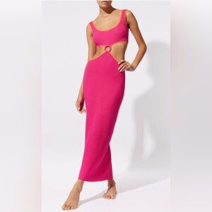 SOLID & STRIPED Hot Pink Cutout Maxi Dress with Ring Detail